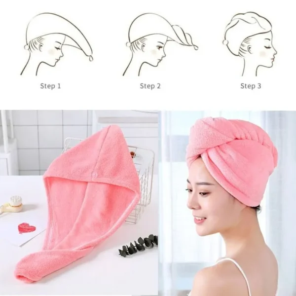 Hair Drying Towel Cap for Girls & Women